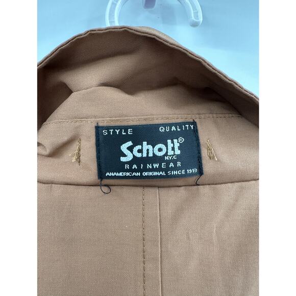 Schott NYC Chesterfield Raincoat Khaki Rain Jacket Size XL - Picture 7 of 8